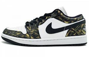 Jordan Air Jordan 1 'Panda Low Top Vintage Basketball Shoes Women's Black Gold