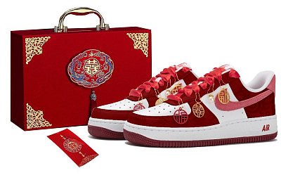 Nike Air Force 1 Anti Slip Wear Resistant Low Top Skateboard Shoes Women's White Red