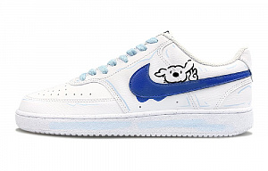 Nike Court Vision 1 Wear-Resistant Low-Top Skateboard Shoes Men's White Blue