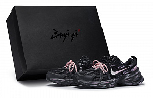 Nike V2K Run Slip Resistant Abrasion Resistant Low top Running Shoes Unisex Black Gray Pink