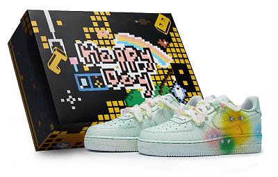 Nike Air Force 1 Skateboard Shoes Men Low-Top Blue/Yellow/Pink
