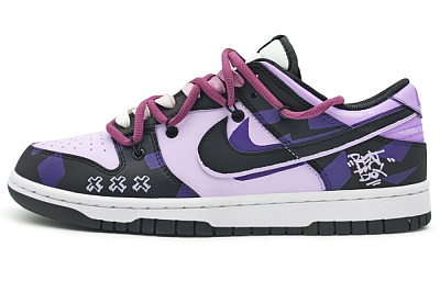 Nike Dunk Low 'Black' Panda Anti-Slip And Wear-Resistant Lightweight Low-Top Skateboard Shoes GS Blue Purple