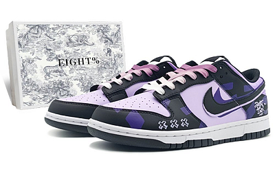 Nike Dunk Retro 'Black' Anti-Slip And Wear-Resistant Lightweight Low-Top Skateboard Shoes Unisex Blue Purple