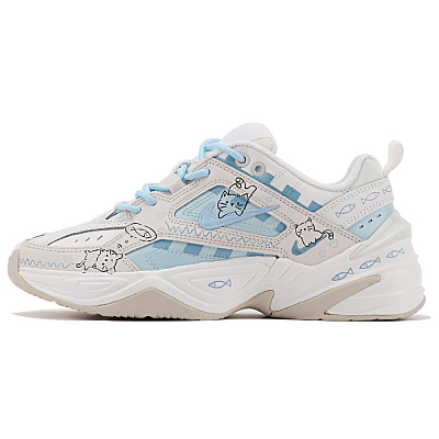 Nike M2K Cushioned Anti-Slip And Wear-Resistant Lightweight Low-Top Chunky Sneakers Women's Beige Blue