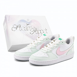 Nike Court Borough Cushioning Quick Dry Low-Top Skateboard Shoes GS White Green Pink