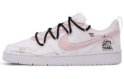 Nike Court Borough Low Small White Shoes Anti-Slip Wear-Resistant Low-Top Skateboard Shoes GS Beige Pink