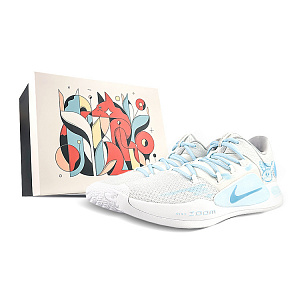 Nike Hyperdunk X Cushioned Slip-Resistant Breathable Lightweight Low-Top Basketball Shoes Men's White Blue