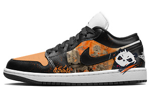 Jordan Air Jordan 1 Orange Flame Orange Panda Anti-Slip Wear-Resistant Low-Top Skateboard Shoes Women's Black White