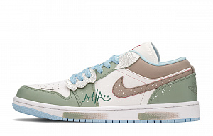 Jordan Air Jordan 1 Low Top Vintage Basketball Shoes Women's Green Khaki 1 2669024