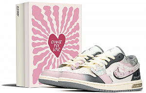 Jordan Air Jordan 1 Low-Top Vintage Basketball Shoes Silver Pink Gray GS