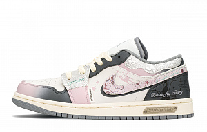 Jordan Air Jordan 1 Low-Top Vintage Basketball Shoes Silver Pink Gray GS 1 2669032