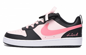 Nike Court Borough Low Chestnut Slip-Resistant Coverage Low-Top Skateboard Shoes GS Black Pink 1 2669107