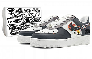 Nike Air Force 1 07 Anti-Slip Wear-Resistant Low-Top Skateboard Shoes Men's Blue Gray