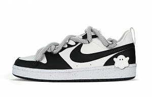 Nike Court Borough Low Top Skateboard Shoes GS Black White 1 2669489