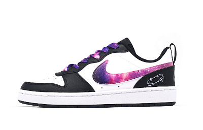 Nike Court Borough Low Starry Sea Slip-Resistant Cushioning Wear-Resistant Low-Top Skateboard Shoes GS Black Pink