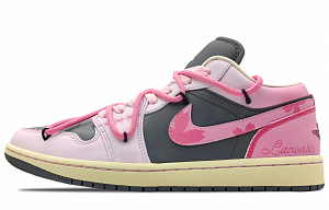 Jordan Air Jordan 1 Abrasion Resistant Breathable Low Top Vintage Basketball Shoes Women's Black Pink 1 2669772