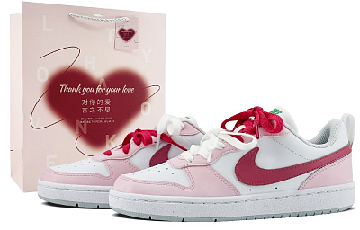 Nike Court Borough Anti Slip Wear Resistant Low Top Skateboard Shoes Women's Goddess Pink