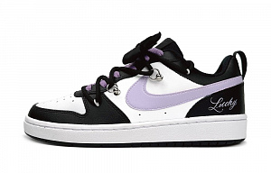 Nike Court Borough Low Low-Top Skateboard Shoes GS Black Purple