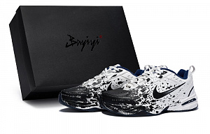 Nike Air Monarch 4 811 Manufacturing, Rich Black Ink, Special Shoe Box Low Top Chunky Sneakers Unisex White Black