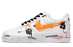 Nike Air Force 1 Low-Top Skateboard Shoes Women's Orange White 1 2673138