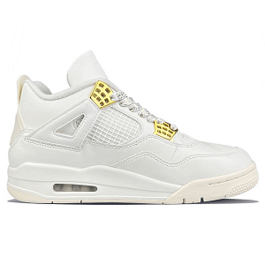 Jordan Air Jordan 4 Abrasion-Resistant Mid-Top Vintage Basketball Shoes Women's White Gold 1 2673287