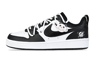 Nike Court Borough Crazy Zoo Cool Black Panda Low-Top Skateboard Shoes GS Black White