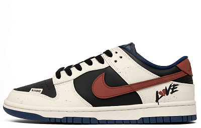 Nike Dunk Deeply In Love Slip-Resistant Impact Resistance Wear-Resistant Low-Top Skateboard Shoes Men's Beige Black Red