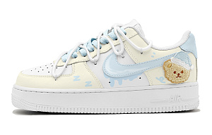 Nike Air Force 1 Honey Bear, Adorable And Youthful Slip Resistant Low Top Casual Skateboard Shoes GS Blue Yellow 1 2673934