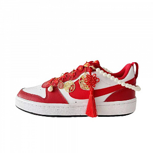 Nike Court Borough Anti-Slip Wear-Resistant Low-Top Skateboard Shoes Women's Red