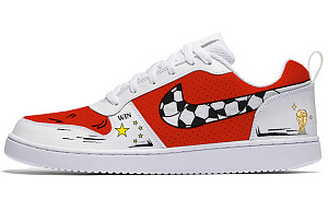Nike Court Borough Anti-Slip And Wear-Resistant Lightweight Low-Top Skateboard Shoes Men's White Red