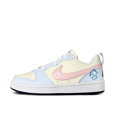 Nike Court Borough Love Rabbit Anti-Slip And Wear-Resistant Lightweight Low-Top Skateboard Shoes GS Blue Yellow Pink