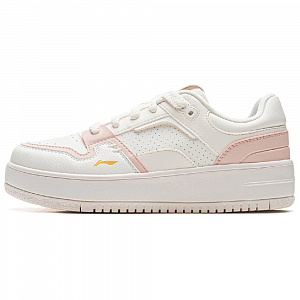 LiNing Cheese Anti Slip Wear Resistant Breathable Height Increasing Low Top Skateboard Shoes Women's White Pink