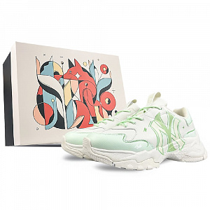 MLB Big Ball Chunky Non-slip Wear-resistant Shock Absorption Low-Top Chunky Sneakers Unisex Green White