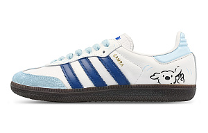 Adidas Originals SAMBA OG Quick Dry Wear-Resistant Impact Resistance Low-Top Skateboard Shoes Unisex White Blue 1 2675333