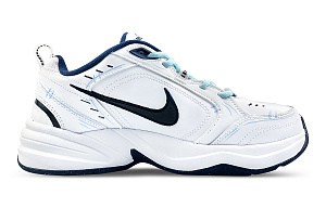 Nike Air Monarch 4 White Navy Anti Slip And Wear Resistant Height Increasing Low Top Chunky Sneakers Unisex White Blue 1 2675349