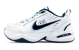 Nike Air Monarch 4 White Navy Anti Slip And Wear Resistant Height Increasing Low Top Chunky Sneakers Unisex White Blue 1 2675357