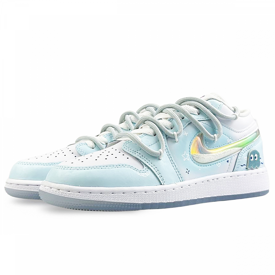 Jordan Air Jordan 1 Durable Moisture-Wicking Low-Top Vintage Basketball Shoes GS Blue White купить в интернет-магазине Yoocart с быстрой доставкой по России.
