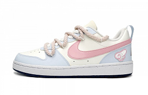 Nike Court Borough Low-Top Skateboard Shoes GS Pink Blue