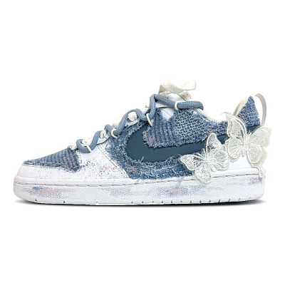 Nike Court Borough Skateboard Shoes Women's Low-Top White/Blue/Pink