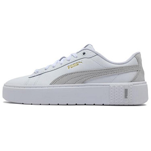 PUMA Smash Platform Low Top Skateboard Shoes Women's White Gray
