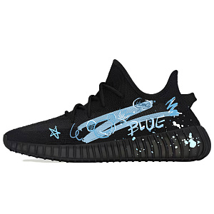 Adidas Originals Yeezy Boost 350 V2 Cushioning Anti-Slip And Wear-Resistant Low-Top Casual Shoes Unisex Black Blue 1 2676160