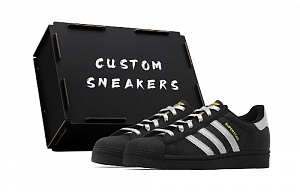 Adidas Originals SUPERSTAR Black Silver Slip-Resistant Low-Top Skateboard Shoes Unisex Black Silver