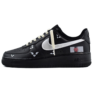 Nike Air Force 1 Heart Scratch Card Anti Slip Wear Resistant Low Top Skateboard Shoes Unisex Black Silver