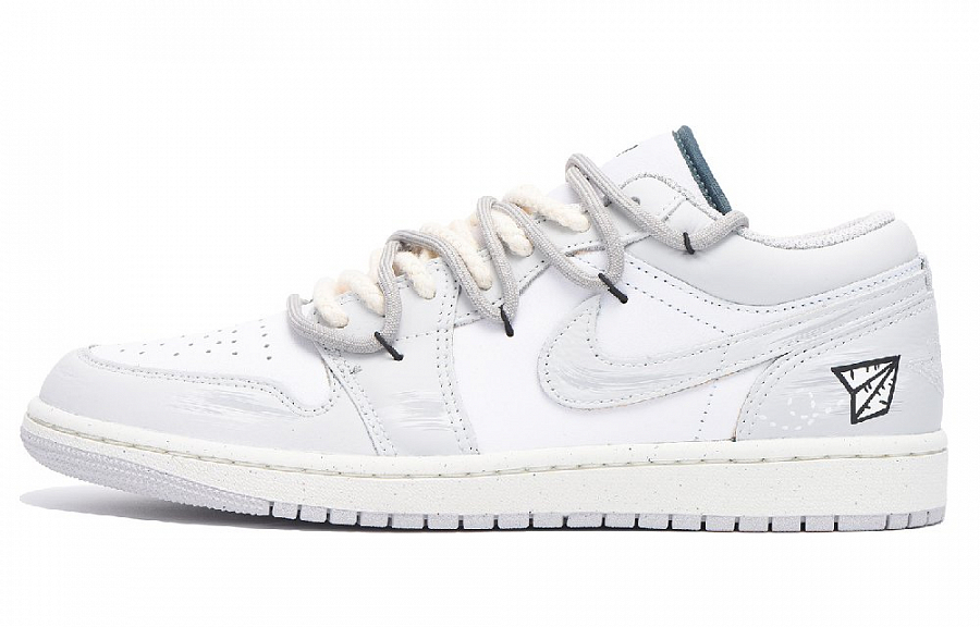 Jordan Air Jordan 1 Slip-Resistant Coverage Balance Impact-Resistant Low-Top Vintage Basketball Shoes Men's Light Gray купить в интернет-магазине Yoocart с быстрой доставкой по России.