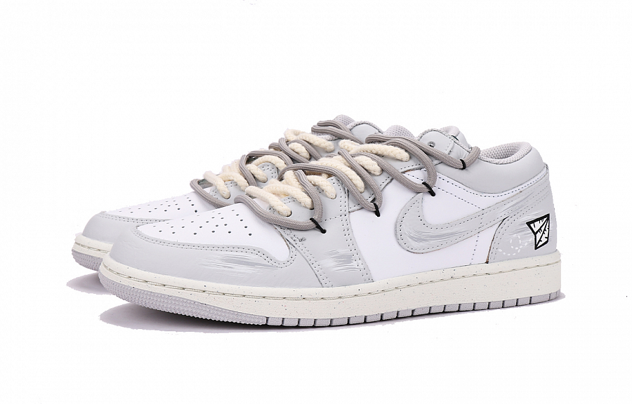 Jordan Air Jordan 1 Slip-Resistant Coverage Balance Impact-Resistant Low-Top Vintage Basketball Shoes Men's Light Gray купить в интернет-магазине Yoocart с быстрой доставкой по России.