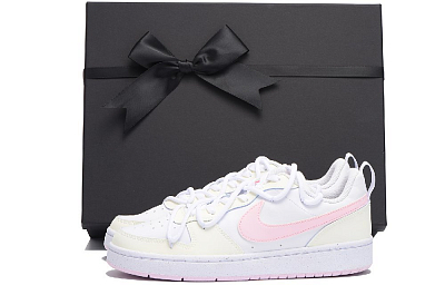 Nike Court Borough Chestnut Slip-Resistant Coverage Low-Top Skateboard Shoes GS Yellow White Pink