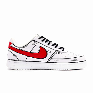 Nike Court Vision 1 Skateboard Shoes Men's Low top White/Black/Red 1 2678028