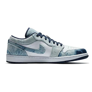 Jordan Air Jordan 1 Cushioning Anti-Slip And Wear-Resistant Low-Top Vintage Basketball Shoes Men's White Blue 1 2678280
