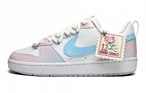 Nike Court Borough Colorful Roses Low-Top Skateboard Shoes GS Blue Pink