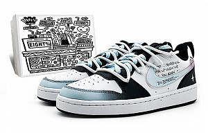 Nike Court Borough Low 2 Slip-Resistant Low-Top Skateboard Shoes GS Blue Black